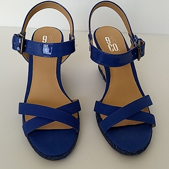 Women's espadrilles wedge blue Sandals size 8 - Picture 2 of 8